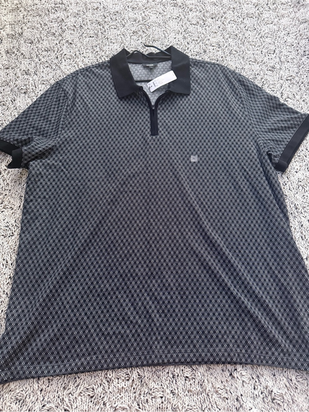 Express Black and Gray Geometric Polo